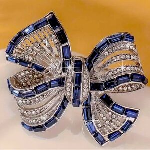 Silver Lapis Blue Colored Ladies' Brooch - Shiny Bow - Perfect for anytime!l NWT